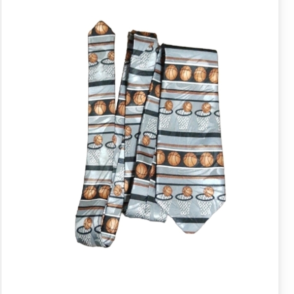 Fratello Grey Basketball Silk Tie for Men 57 x 3 - Picture 2 of 3